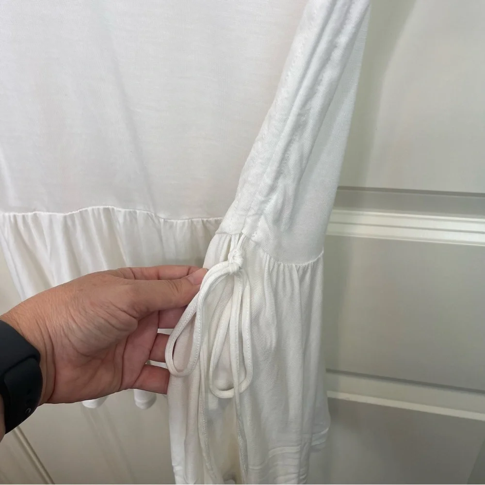 J Crew Side Ruched Peplum Top White T Shirt Dress